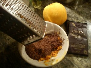 Grated orange zest and chocolate